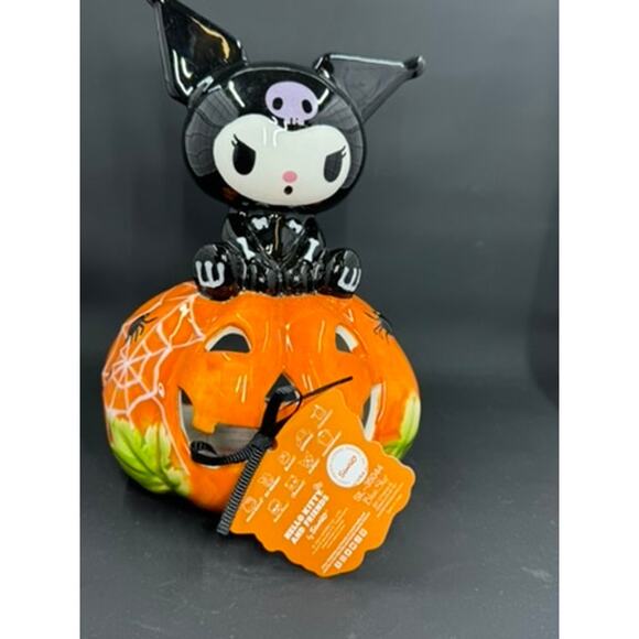 Kuromi On Pumpkin T-Light Holder Halloween Black Hello Kitty - Picture 6 of 9